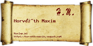 Horváth Maxim névjegykártya
